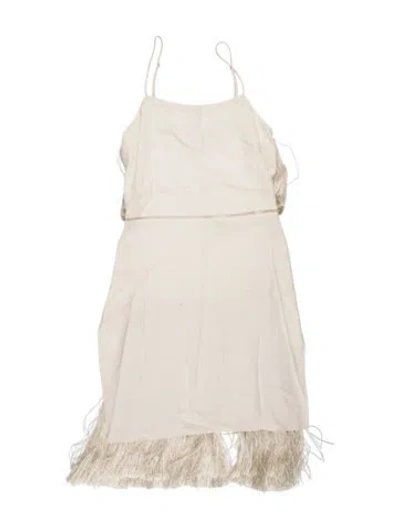Pre-owned Adam Lippes Plunge Neckline Mini Dress In Neutrals