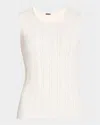 Adam Lippes Ribbed Compact-jacquard Tank Top In Ivory