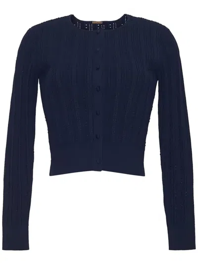 Adam Lippes Pointelle-knit Cardigan In Blue