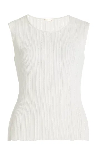 Adam Lippes Pointelle Knit Jacquard Top In Ivory
