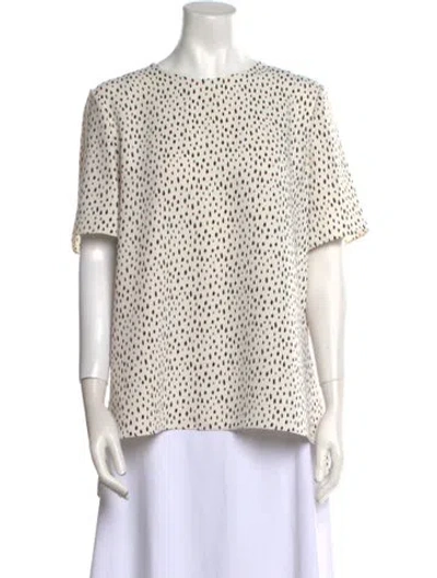 Pre-owned Adam Lippes Polka Dot Print Bateau Neckline Blouse In Neutral