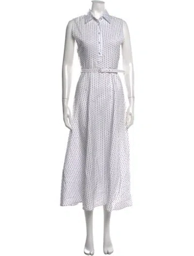 Pre-owned Adam Lippes Polka Dot Print Long Dress In White