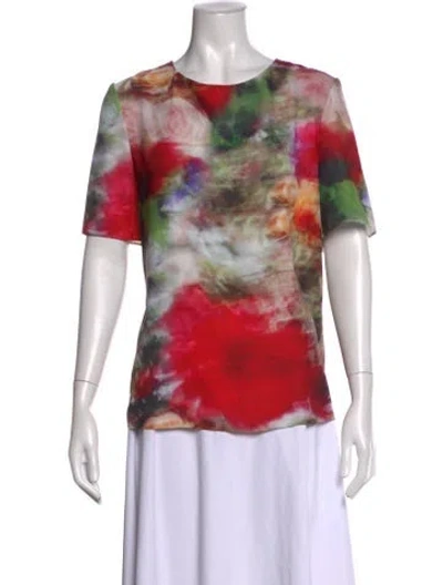 Pre-owned Adam Lippes Printed Crew Neck Top In Neutral