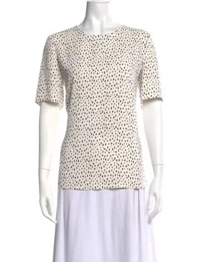 Pre-owned Adam Lippes Printed Crew Neck Top In White