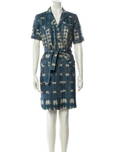 Pre-owned Adam Lippes Printed Knee-length Dress In Blue