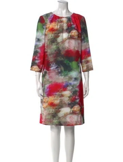 Pre-owned Adam Lippes Printed Knee-length Dress In Red