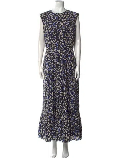 Pre-owned Adam Lippes Printed Long Dress In Blue