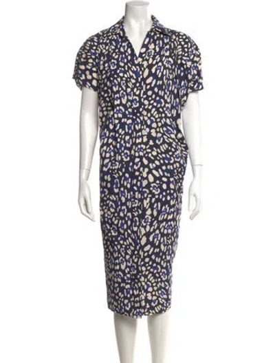 Pre-owned Adam Lippes Printed Long Dress In Blue