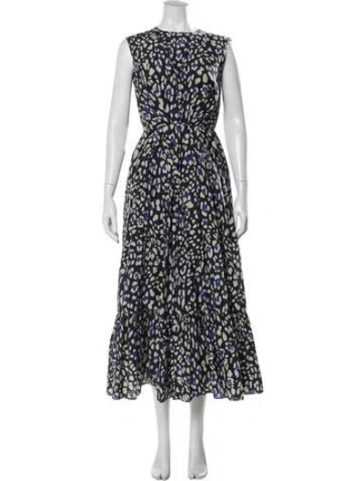 Pre-owned Adam Lippes Printed Long Dress In Blue