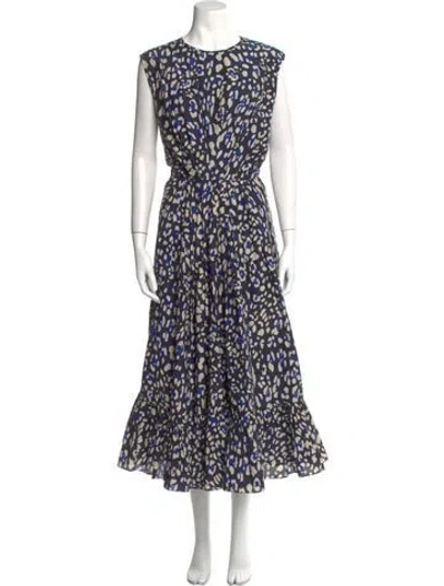 Pre-owned Adam Lippes Printed Long Dress In Blue