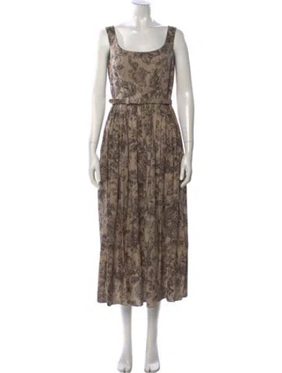 Pre-owned Adam Lippes Printed Long Dress In Brown
