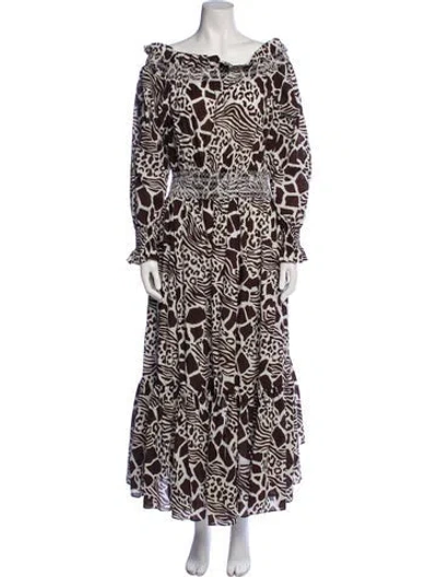 Pre-owned Adam Lippes Printed Long Dress In Neutral