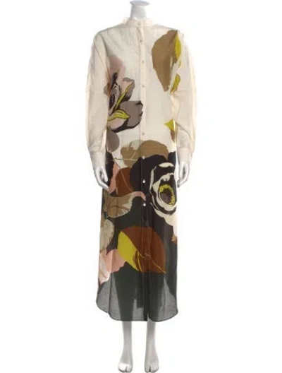 Pre-owned Adam Lippes Printed Long Dress In Neutral