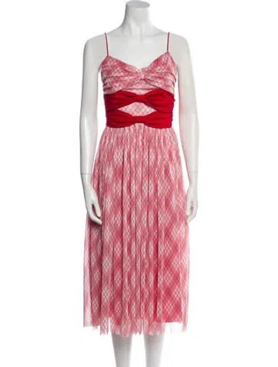 Pre-owned Adam Lippes Printed Long Dress In Pink