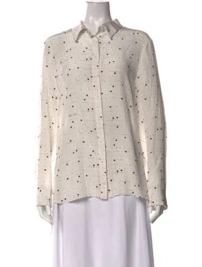 Pre-owned Adam Lippes Printed Long Sleeve Button-up Top W/ Tags In Neutral