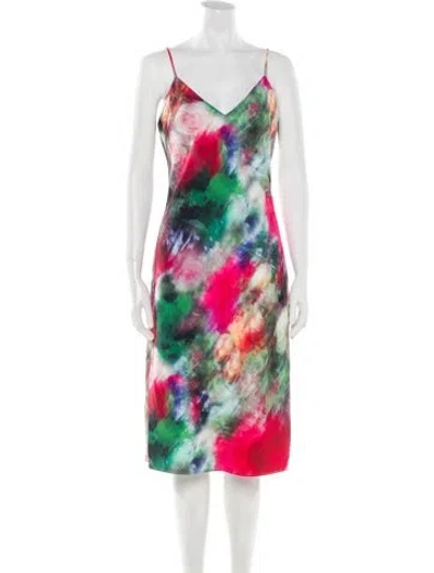 Pre-owned Adam Lippes Printed Midi Length Dress In Green