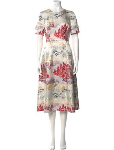 Pre-owned Adam Lippes Printed Midi Length Dress In Neutral