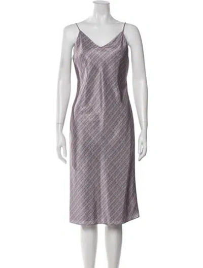 Pre-owned Adam Lippes Printed Midi Length Dress In Purple