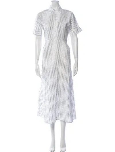 Pre-owned Adam Lippes Printed Midi Length Dress In White