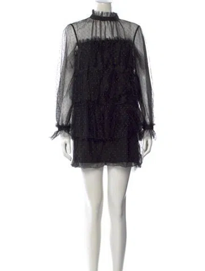 Pre-owned Adam Lippes Printed Mini Dress In Black