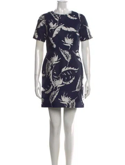 Pre-owned Adam Lippes Printed Mini Dress In Blue