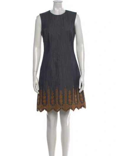 Pre-owned Adam Lippes Printed Mini Dress In Blue