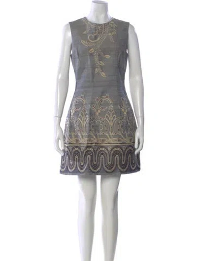 Pre-owned Adam Lippes Printed Mini Dress In Gray