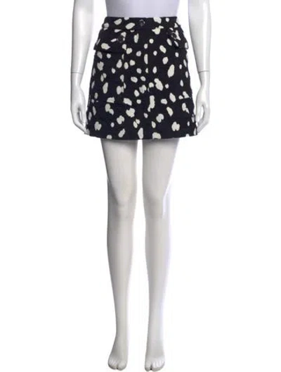 Pre-owned Adam Lippes Printed Mini Skirt In Black