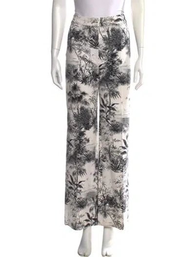 Pre-owned Adam Lippes Printed Wide Leg Pants In Black