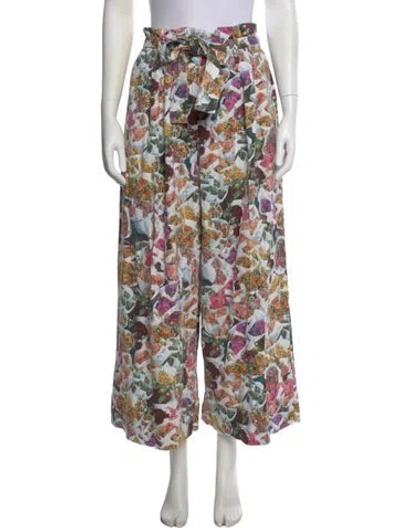 Pre-owned Adam Lippes Printed Wide Leg Pants In Black