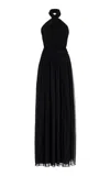 Adam Lippes Rabban Dress In Chiffon Plisse In Black