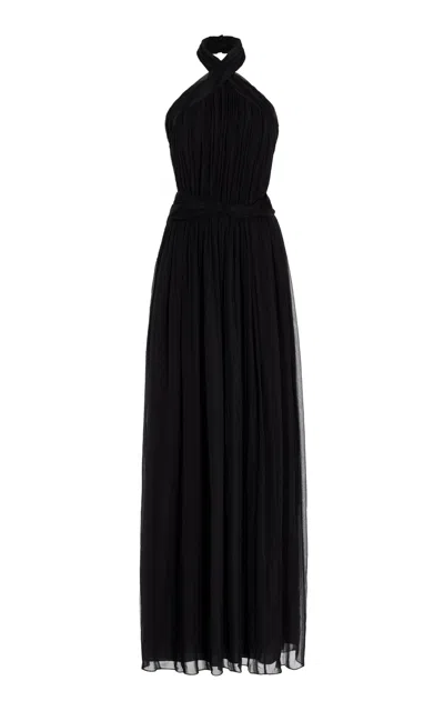 Adam Lippes Rabban Dress In Chiffon Plisse In Black