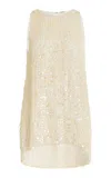 Adam Lippes Rami Top In Embroidered Mother Of Pearl In Ivory
