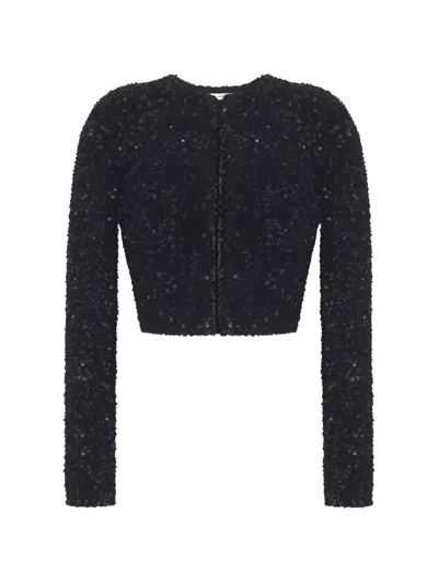 Adam Lippes Raya Sequin-embellished Cardigan In Black