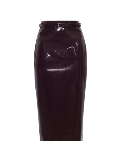 Adam Lippes Rei Belted Skirt In Brown