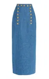 Adam Lippes Reid Skirt In Stone Wash Denim In Blue