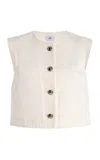 Adam Lippes Remo Buttoned Denim Top In White