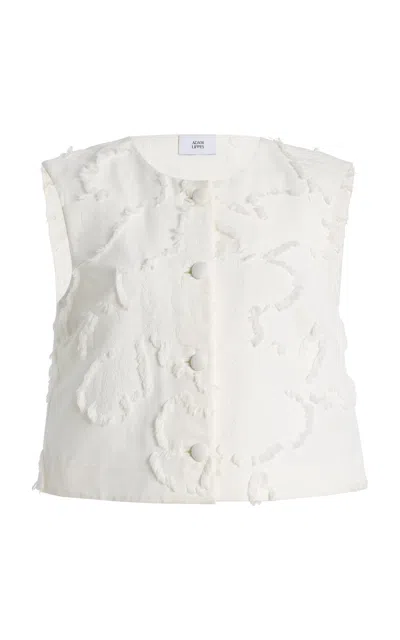 Adam Lippes Remo Cotton Fil Coupe Top In White