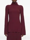 Adam Lippes Ribbed Long-sleeve Top In Burgundy