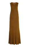Adam Lippes Ribbed Silk Maxi Dress In Gold