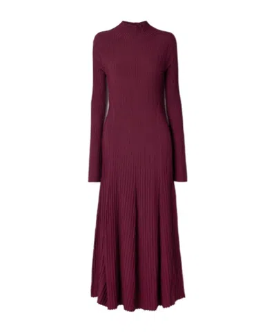 Adam Lippes Tabitha Ribbed-knit Midi Dress In Burgundy