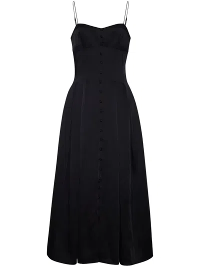 Adam Lippes Rickie Satin Midi Dress In Black