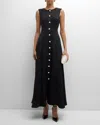 ADAM LIPPES RORY PANTHER MATELASSE BUTTON-FRONT MAXI DRESS