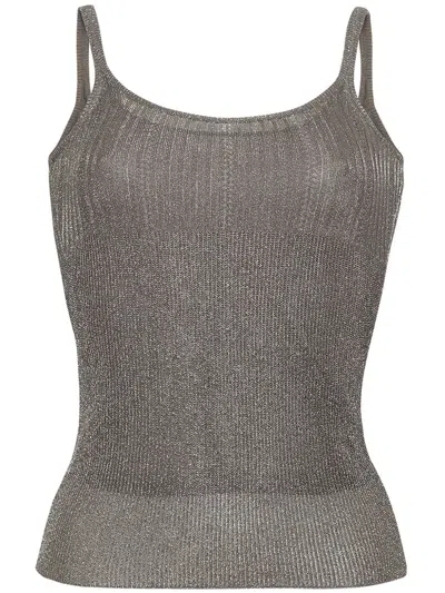 Adam Lippes Rue Metallic Top In Grey
