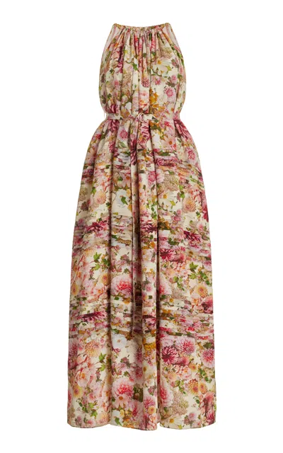 Adam Lippes Sabine Floral-printed Silk Crepe Midi Dress In Multi