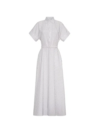 Adam Lippes Sadie Belted Patterned Midi Dress In Gold