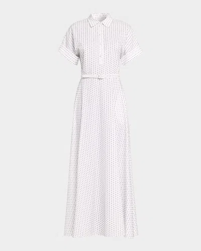 Adam Lippes Sadie Cotton Jacquard Belted Midi Shirtdress In White
