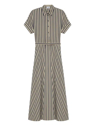 Adam Lippes Sadie Striped Poplin Maxi Dress In Neutral