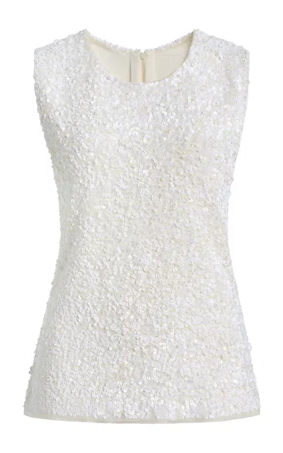 Adam Lippes Santi Sequined Top In White