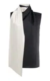 Adam Lippes Scarf-detailed Bi-color Satin Blouse